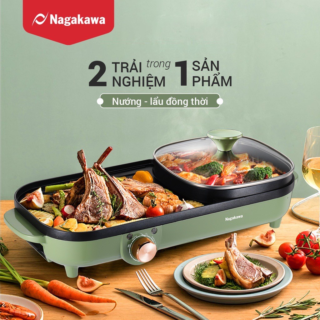 [Mã LIFE50KALL giảm 10% đơn 200K] Bếp nướng điện Nagakawa NAG3104 -2 trong 1 Hàng Chính Hãng