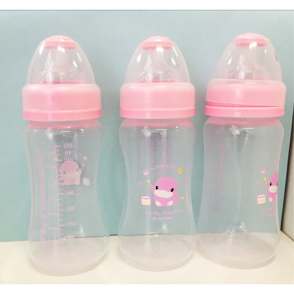 Set 3 bình sữa cổ rộng nhựa PP KU.KU DUCKBILL ku5923 - 270ml