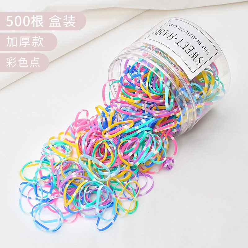 Hộp 1000 Dây Thun Buộc Tóc Nhiều Màu Sắc Kiểu Hàn Quốc Dễ Thương Dành Cho Bé Gái