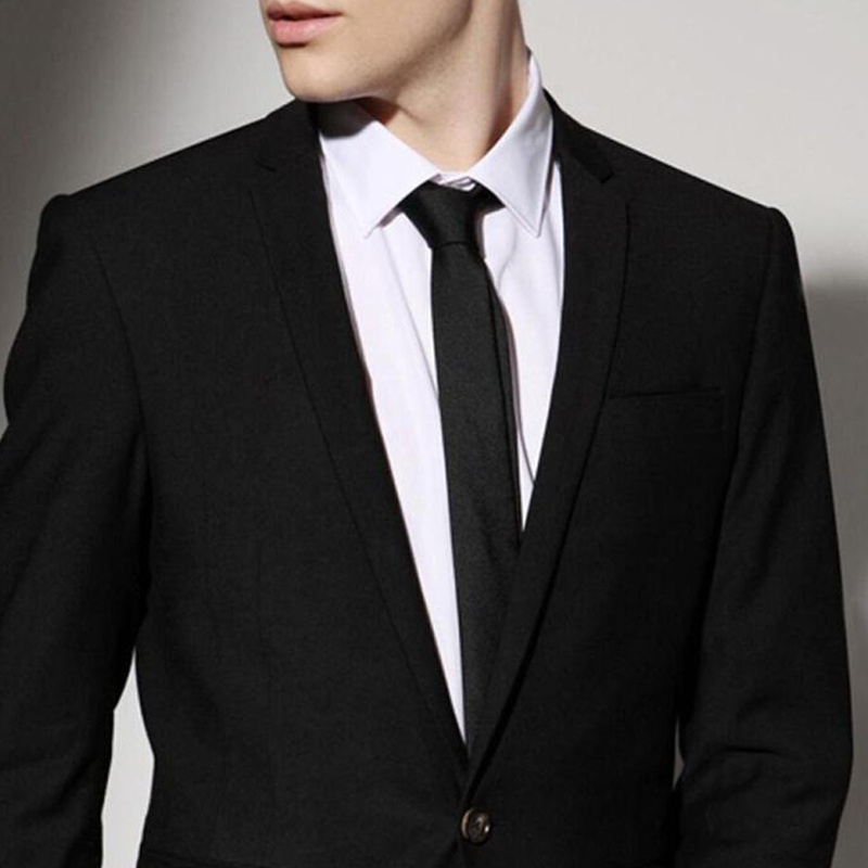 Cà Vạt Lụa Màu Đen Trơn Có Khóa Kéo Điều Chỉnh Được Dành Cho Nam Nữ