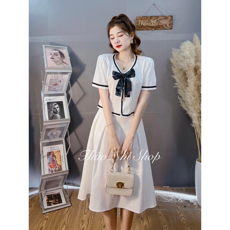 [ 𝐅𝐑𝐄𝐄 𝐒𝐇𝐈𝐏 ] SÉT VÁY UZZLANG TIỂU THƯ CÚC NƠ NGỌC CAO CẤP CHẤT CHÉO THÁI HÀNG L1