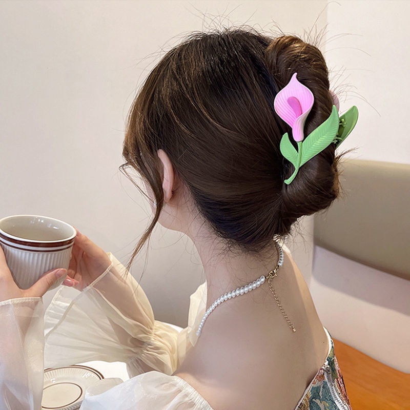 Kẹp Tóc Hình Hoa Màu Hồng Thanh Lịch Thời Trang Mùa Hè Cho Nữ