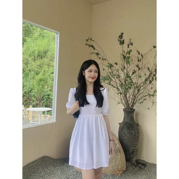 [CLAY] ROSÉ DRESS - Váy babydoll cổ vuông tay bồng | WebRaoVat - webraovat.net.vn