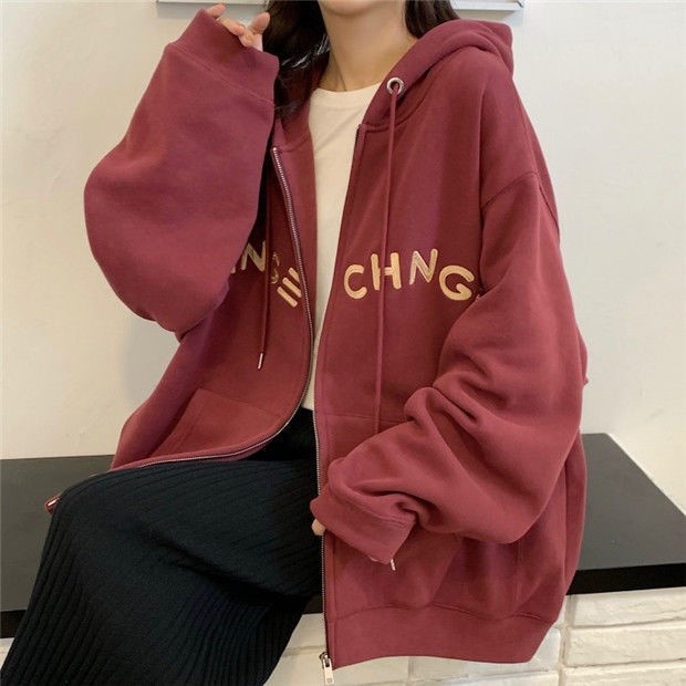 ZHELIHANGFEI Áo Hoodie Tay Dài Form Rộng Kiểu Dáng Đơn Giản Theo Phong Cách Preppy