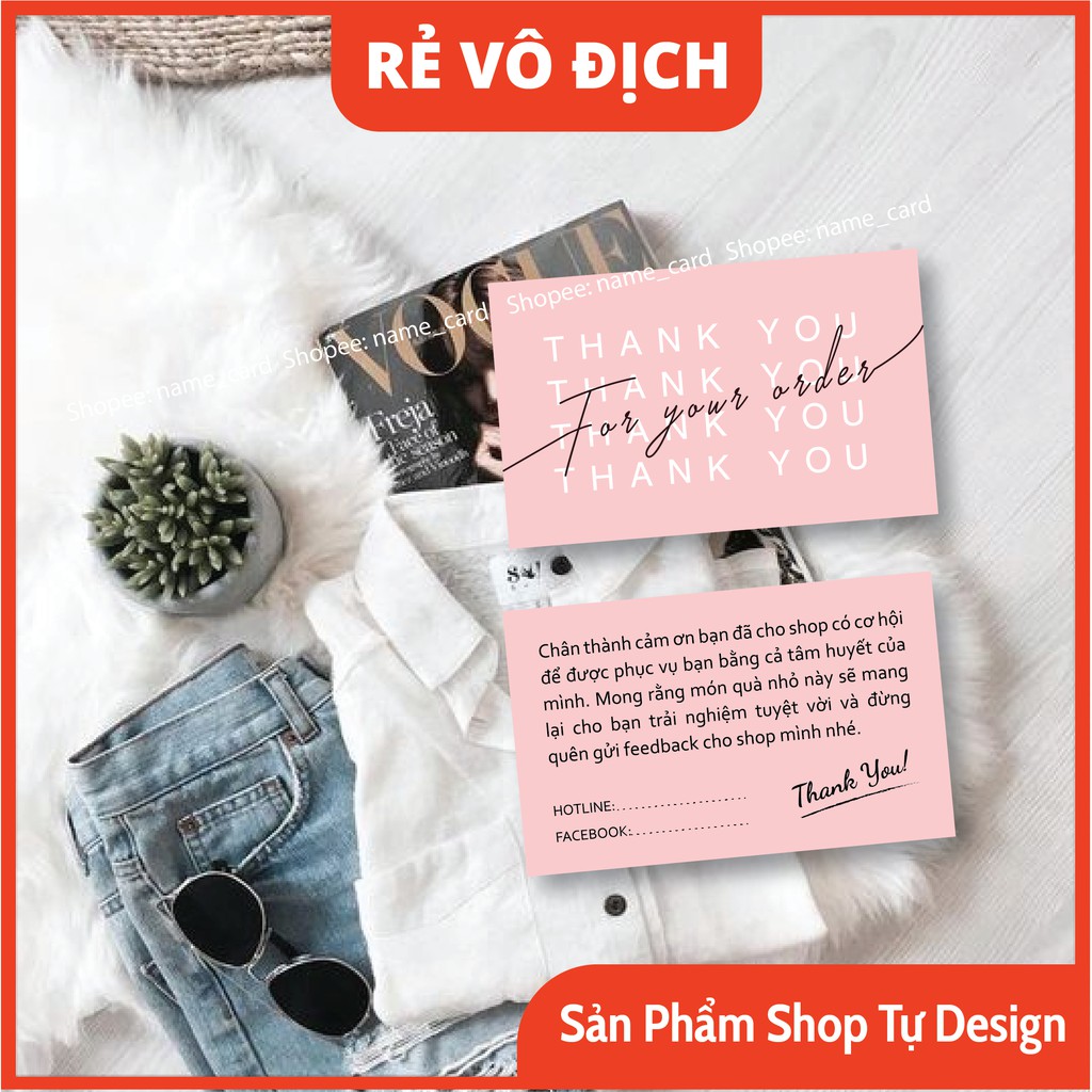 Thiệp cảm ơn khách hàng, thank you card dành cho shop bán hàng có sẵn tại shop