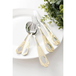 Bộ dao thìa dĩa Mulex Rococo - 30 món mạ vàng Germany