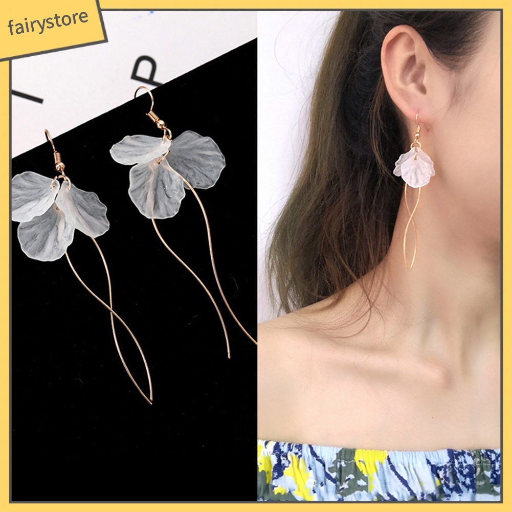 Bông Tai Dáng Dài Hình Hoa Thanh Lịch Cho Nữ