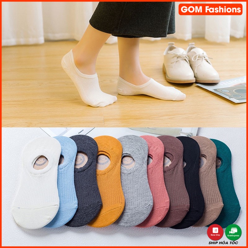 [SET 10 ĐÔI] Tất Nữ Cao Cấp Mẫu Sọc Gân, Vớ Nữ Cổ Ngắn có đệm cao su êm gót, chống tuột - NUCN-CC-03