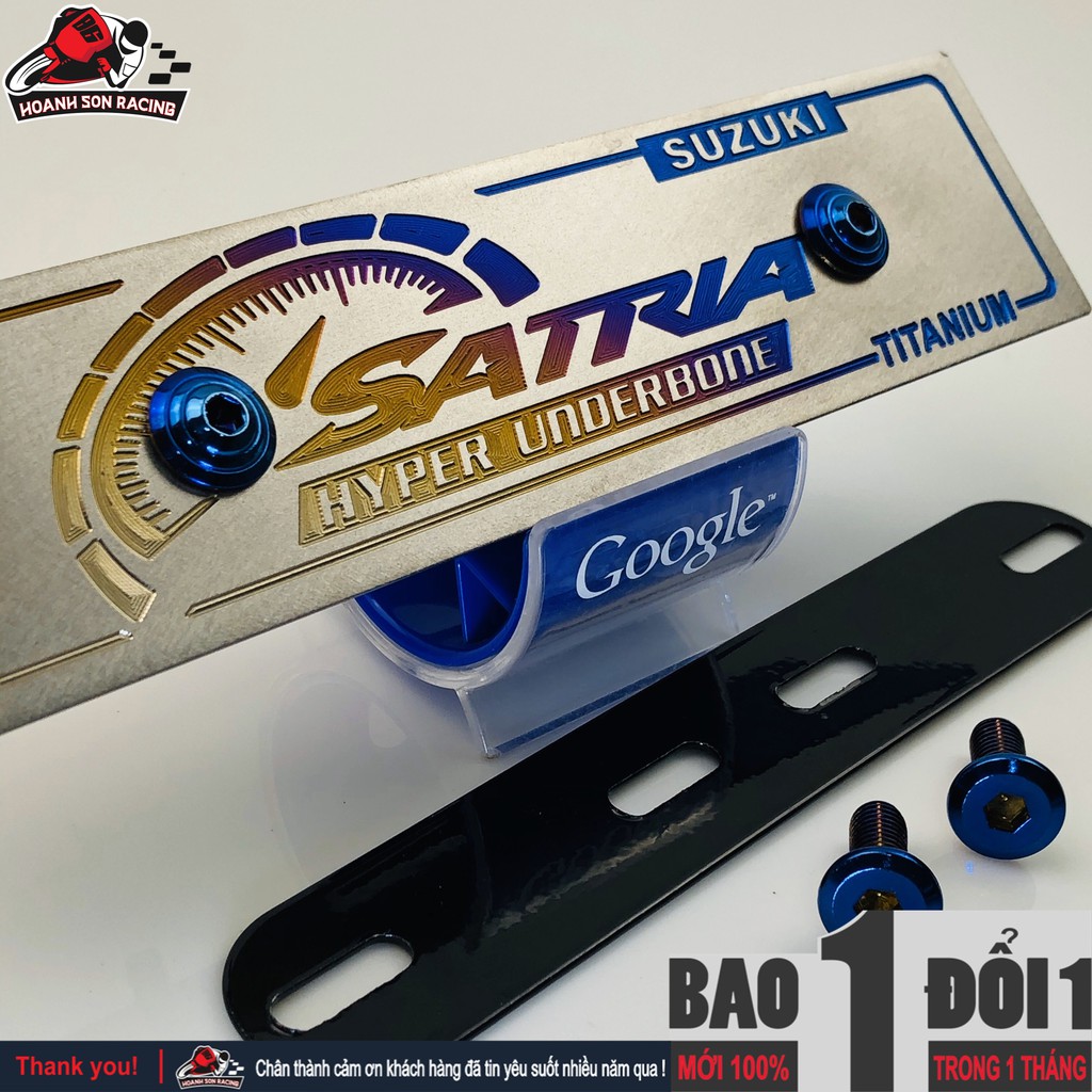 Bảng tên titan SATRIA, titan 100% gắn cho các đời xe satria TẶNG pát gắn bảng tên xe satria và ốc gắn bảng tên titan 6l2