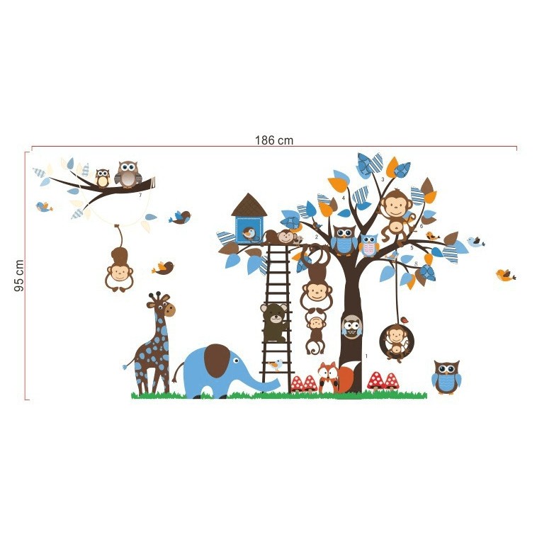 Decal dán tường Vườn thú xanh dương hiệu Zooyoo - MSP DB042