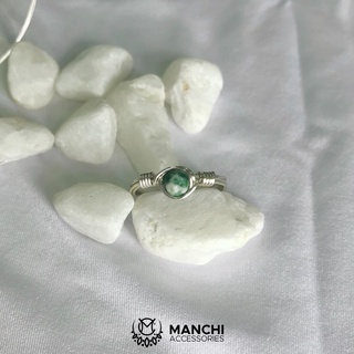 Nhẫn đá African Jade handmade dây màu bạc