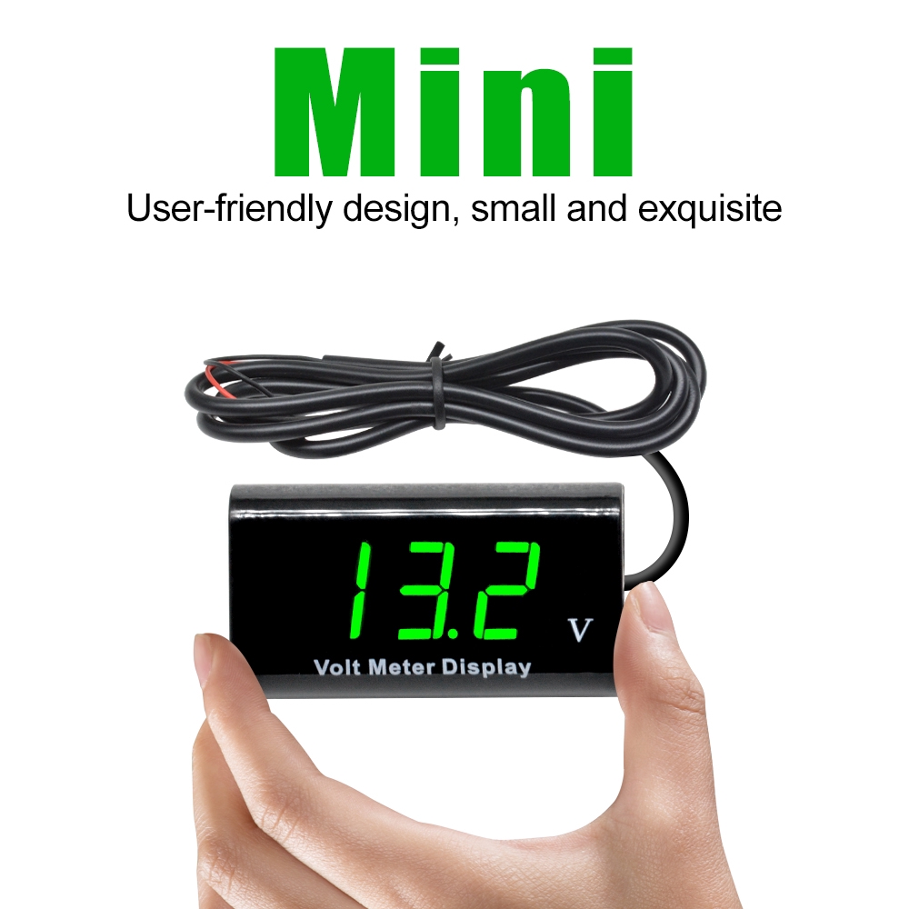 Vôn kế kỹ thuật số PCBFUN với đèn LED chống nước IPX6 DC 3-18V cho xe hơi 0.56 inch