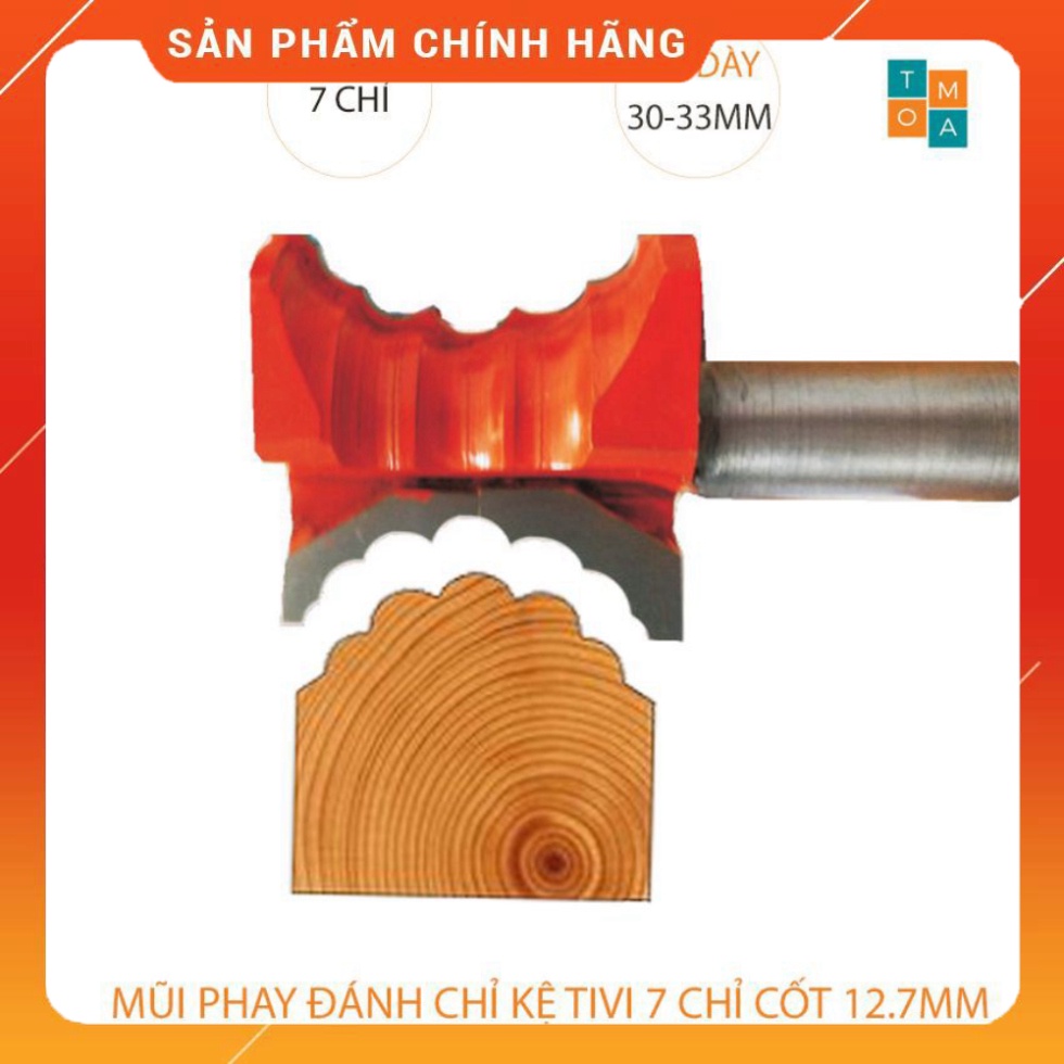 MŨI PHAY ĐÁNH CHỈ KỆ TIVI 7 CHỈ ĐÁNH GỖ DÀY 30-33MM CỐT 12.7MM - MŨI SOI CHỈ ĐŨA CỘT TỦ HÀNG VIỆT NAM CHẤ