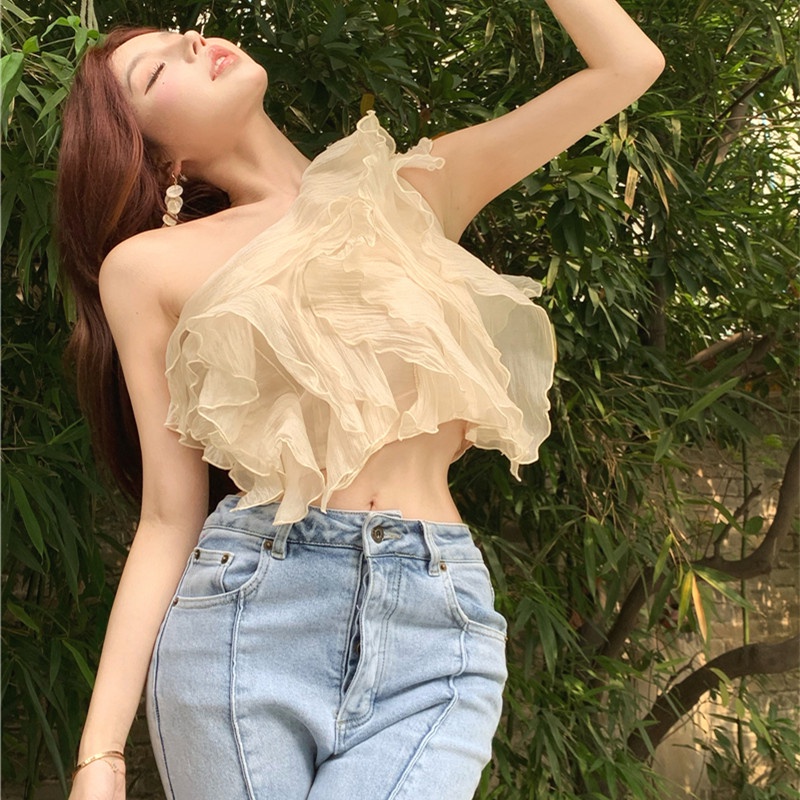 Áo Voan Không Tay Trễ Vai Thời Trang Quyến Rũ Dành Cho Nữ