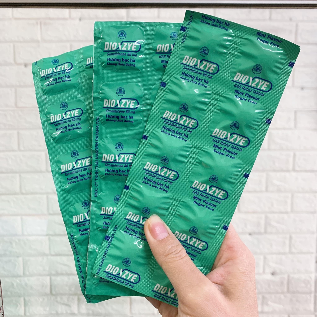 Viên nhai giảm chứng đầy bụng khó tiêu DYOXZYE vỉ 10 viên hương bạc hà