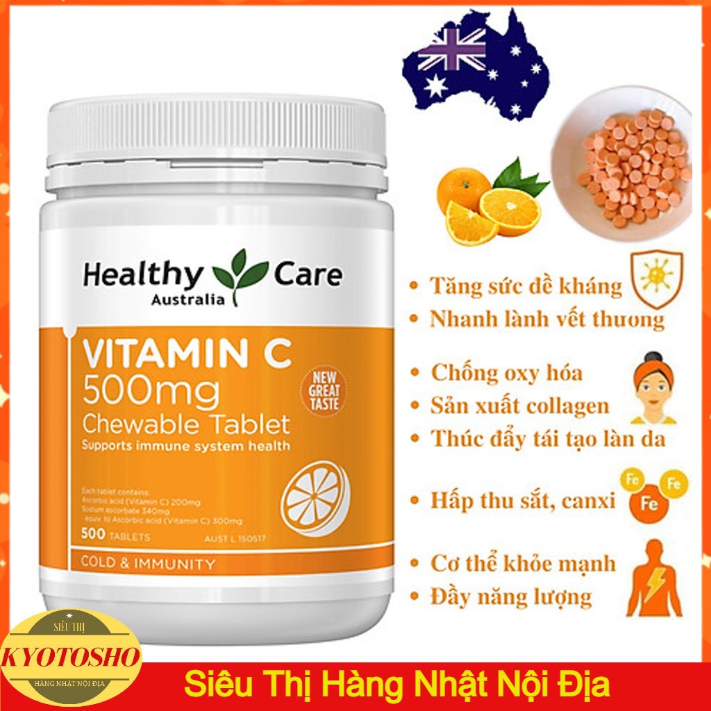 HeathyCare Vitamin C 500mg - Siêu to 500 viên - tăng cường sức đề kháng