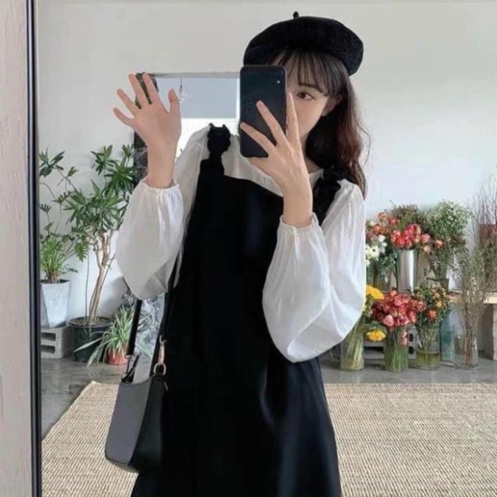 Sét Váy Yếm Dáng Baby Doll- Kèm Áo Trắng Hàng Quảng Châu Y818 -Teen 888