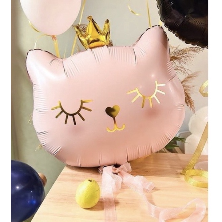 (Size đại) Bóng mèo vương miện 3D trang trí sinh nhật, thôi nôi, Happy Birthday
