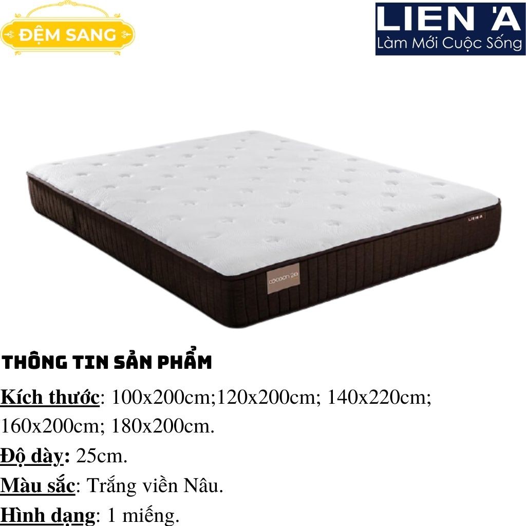 Nệm lò xo túi cao cấp độc lập COCOON 2.0 FIRM chính hãng LIÊN Á giá tốt bảo hành 10 năm - Sang trọng, thoáng mát LX107