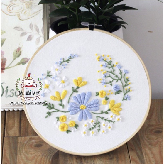 Kit thêu tay - DIY Bộ nguyên liệu thêu tranh CÚC HỌA MI   / MIE HANDMADE