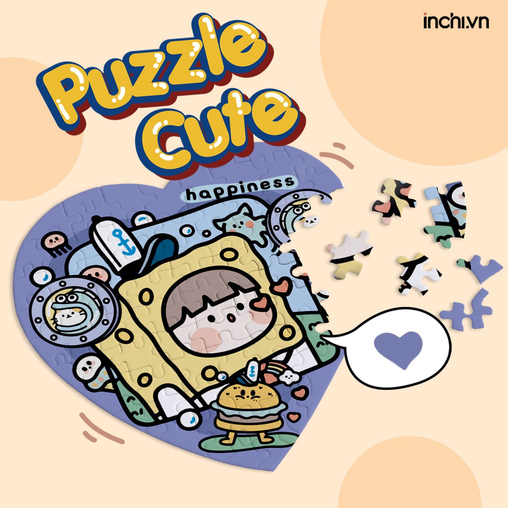 8 MẪU PUZZLE XẾP HÌNH TRÍ TUỆ TRÁI TIM HÌNH NHÂN VẬT HOẠT HÌNH SIÊU ĐÁNG YÊU KÈM POSTCARD VÀ HỘP ĐƯNG CHO BÉ