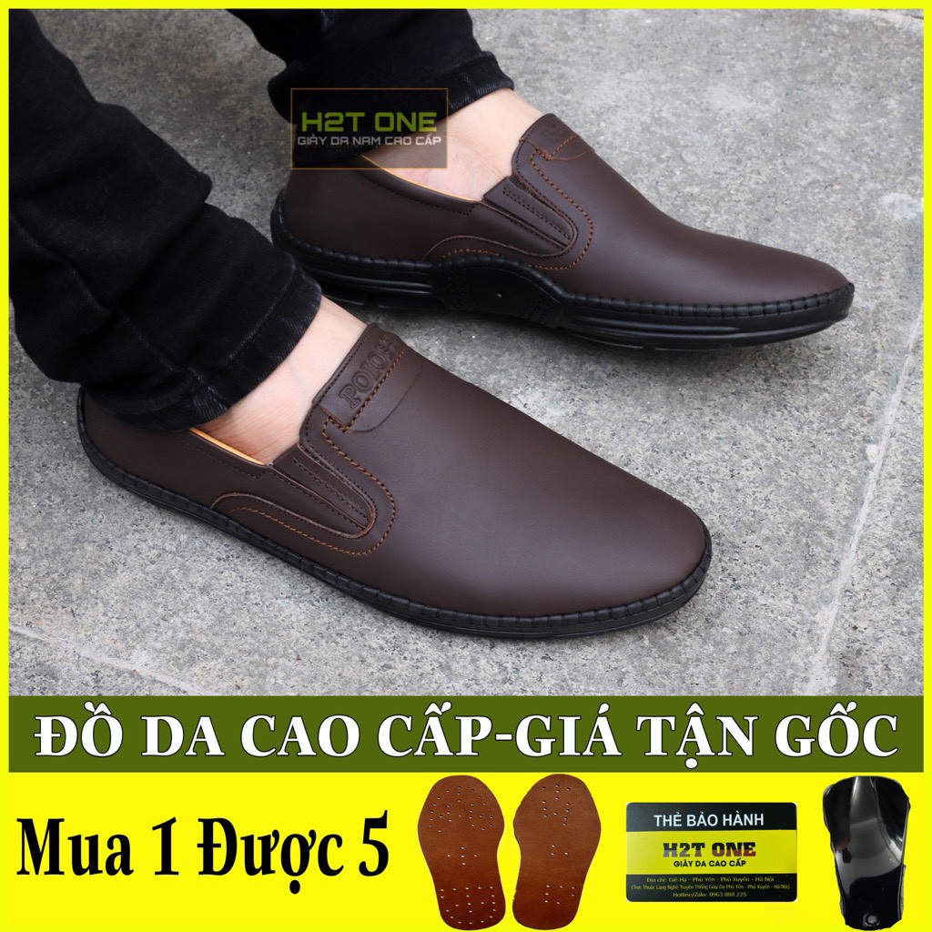 Giày Da Nam Chính Hãng H2T ONE - Chất Liệu Da Bò Thật Đế Cao Su Đúc Khâu Chỉ Dù Chắc Chắn Bảo Hành 1 Năm HT112