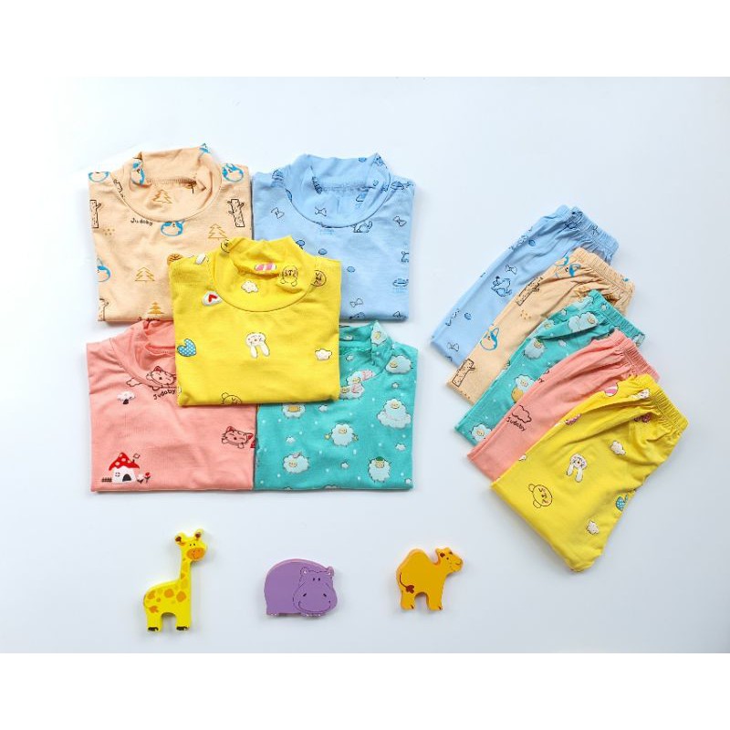 Bộ dài tay giữ nhiệt cổ 3 phân Minky Mom