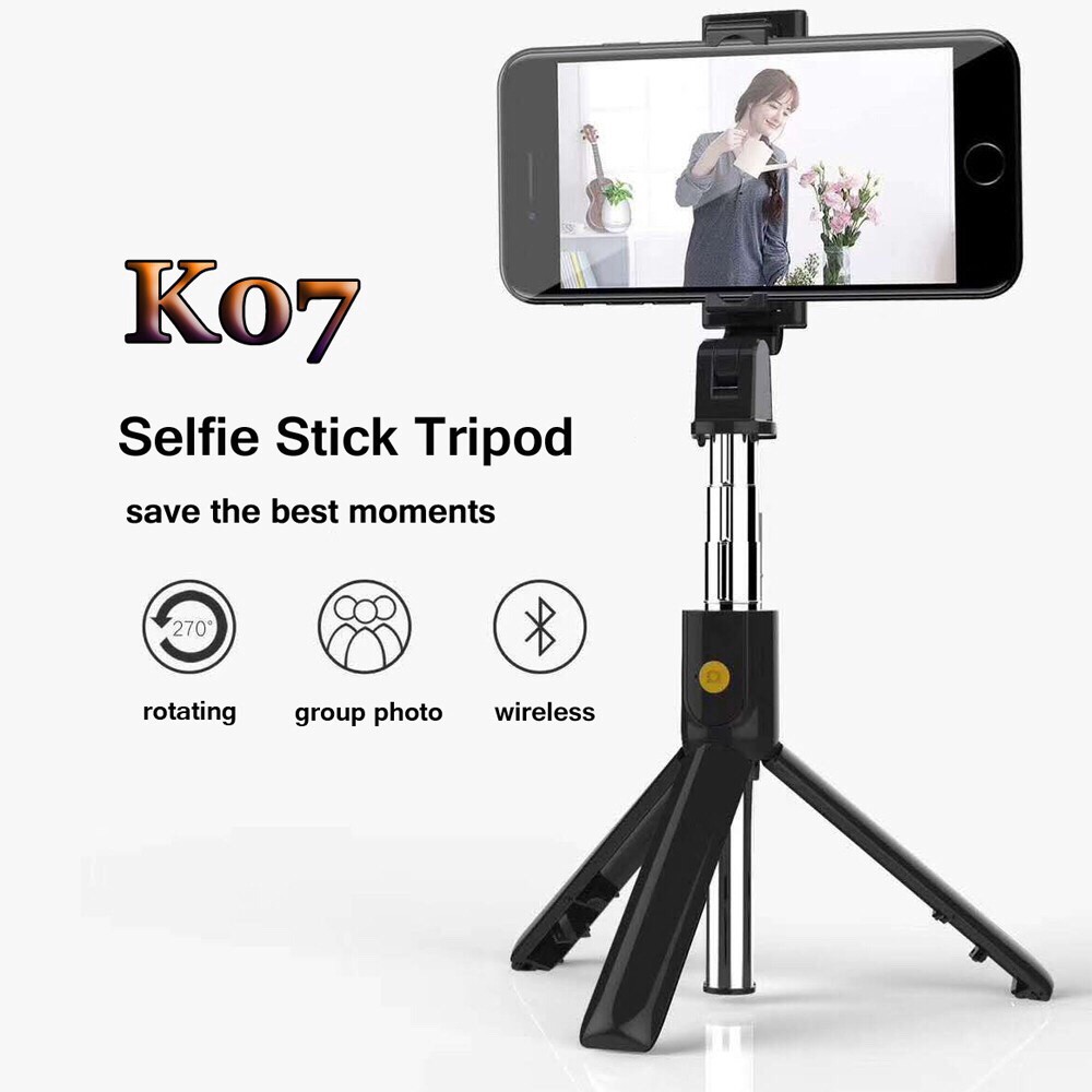 Tripod Kiêm Gậy Chụp Ảnh, Gậy Tự Sướng Bluetooth 3 Chân K07, Có Thể Xoay 270 Độ