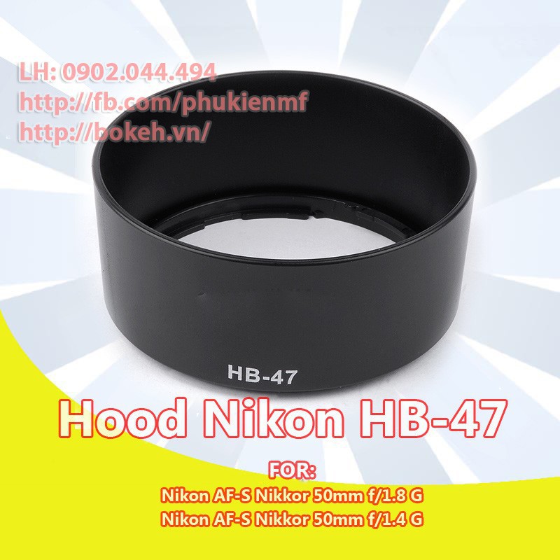Loa che nắng HB47 / Hood HB-47 cho lens Nikon AF-S 50f1.8G, AF-S 50f1.4G