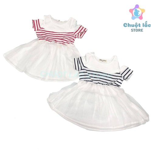 Xả Kho Váy Xòe Cao Cấp Bé Gái Siêu Xinh Chuột Lắc Store Kiểu Hở Vai Chất Cotton 4 Chiều 10Kg Đến 20Kg