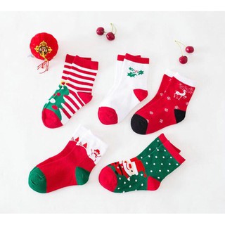 (GIÁNG SINH ĐẾN) Set 5 Đôi Tất Noel Cổ Cao CAO CẤP cho bé