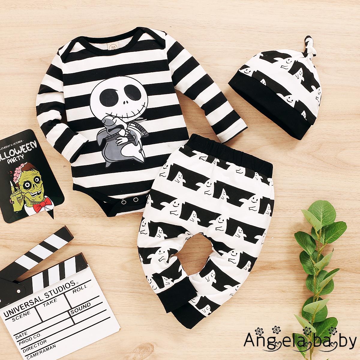 Set Áo Liền Quần + Quần Dài In Hình Halloween Cho Bé Trai