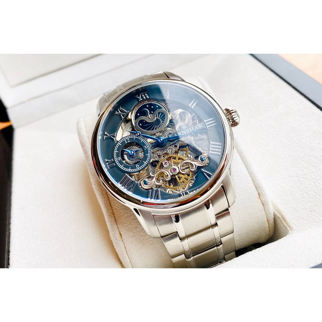 Đồng hồ nam Thomas Earnshaw Skeleton ES-8006-11 thanh lịch với cọc số la mã, thiết kế gia công tỉ mỉ