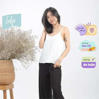 Áo hai dây đũi lụa Evelyn form rộng dáng basic