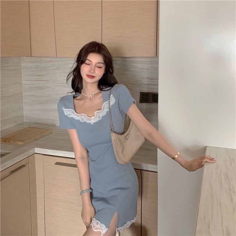 Đầm Ngắn Dáng Ôm Phối Ren Gợi Cảm Thời Trang Mùa Hè Hàng Mới Dành Cho Bạn Nữ