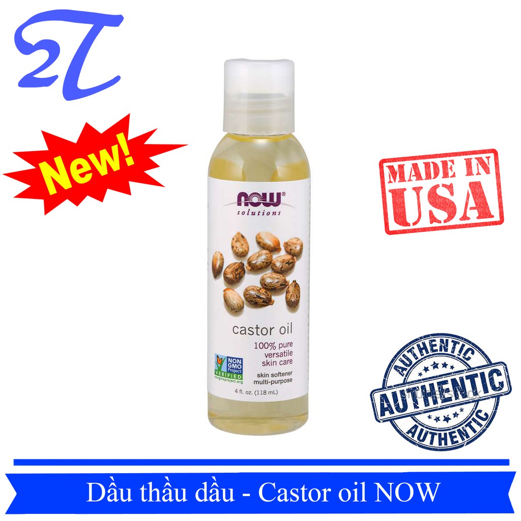 (Auth) Tinh Dầu Thầu Dầu Castor Oil Now Food Solution