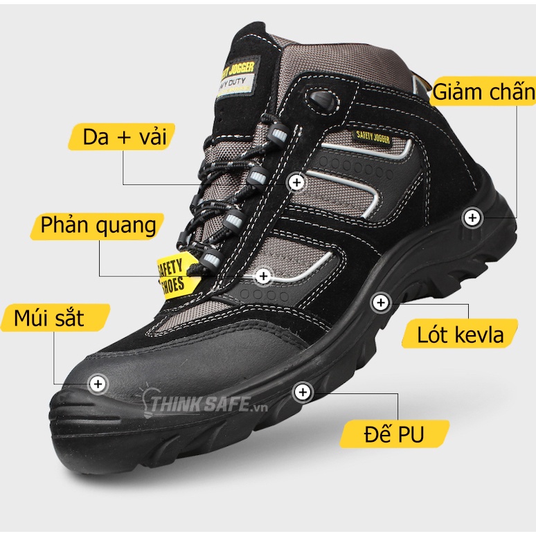 Giày bảo hộ Jogger Climber S3 mũi Composite chống va đập, chống đâm xuyên, da lộn siêu bền, chống thấm nước - Thinksafe