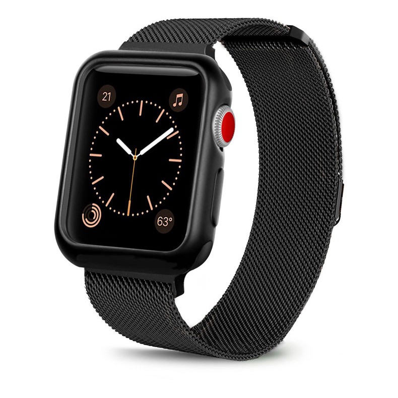 Vỏ + dây đeo đồng hồ cho Apple Watch 3 42mm 38mm Vòng đeo tay Milanese Loop Dây đeo đồng hồ bằng thép không gỉ cho Apple Watch 4 3 2 1