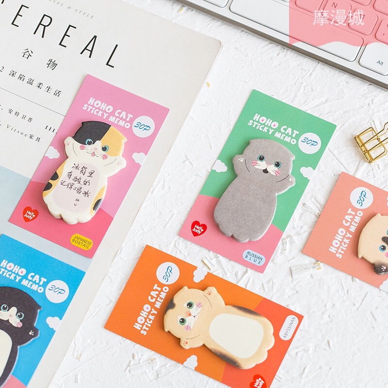 Set 30 giấy note giấy nhớ mèo con siêu cute face cat