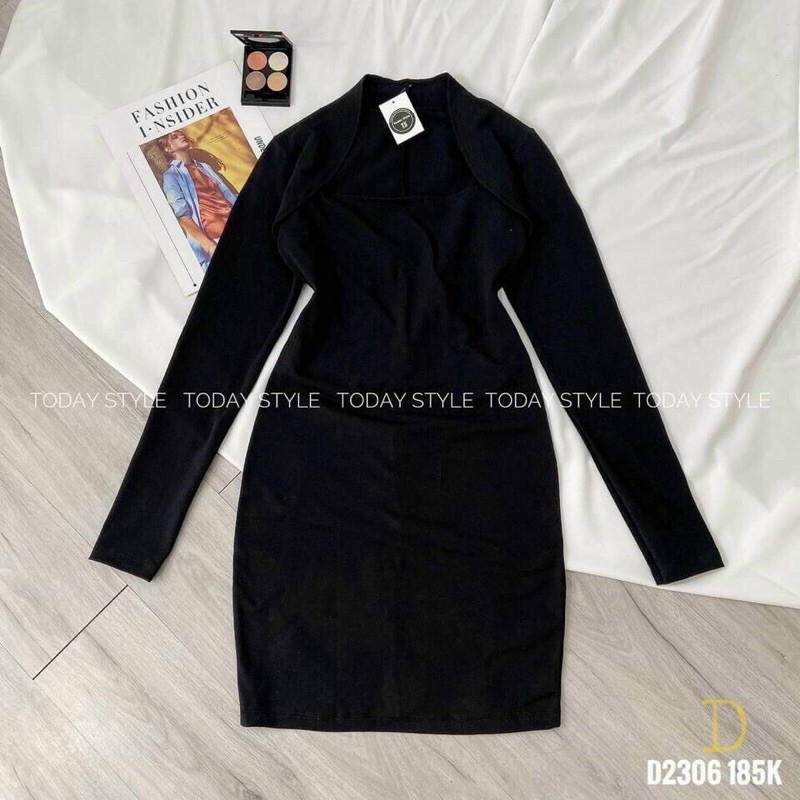 đầm ôm borip tay dài kiểu chùm vai