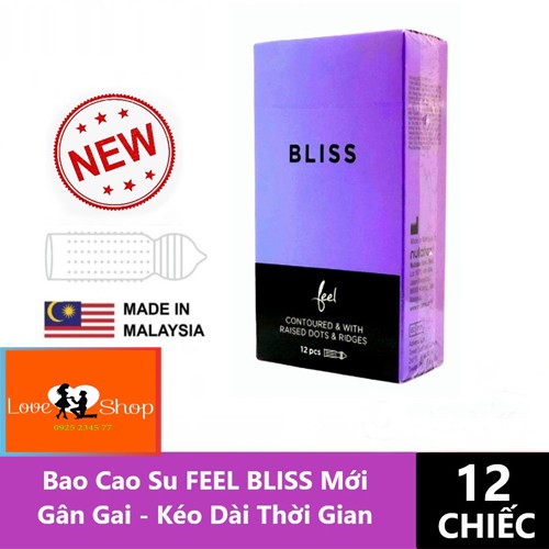 Bao Cao Su FEEL BLISS 53mm- GÂN GAI - KÉO DÀI THỜI GIAN - HOÀN TOÀN MỚI