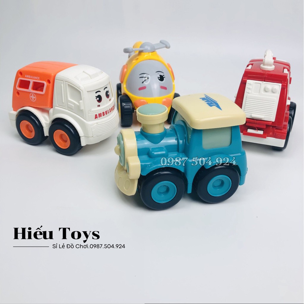Bộ 4 Xe Poly Chạy Đà Chất Liệu Nhựa ABS Cao Cấp Ô Tô Đồ Chơi Cho Trẻ Em