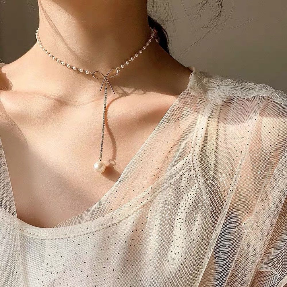 Vòng cổ nữ mặt ngọc trai giả thời trang
