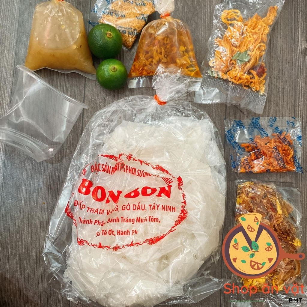 Bánh tráng trộn muối ớt xanh 7 vị Bon Bon bánh tráng phơi sương Tây Ninh - 14020068