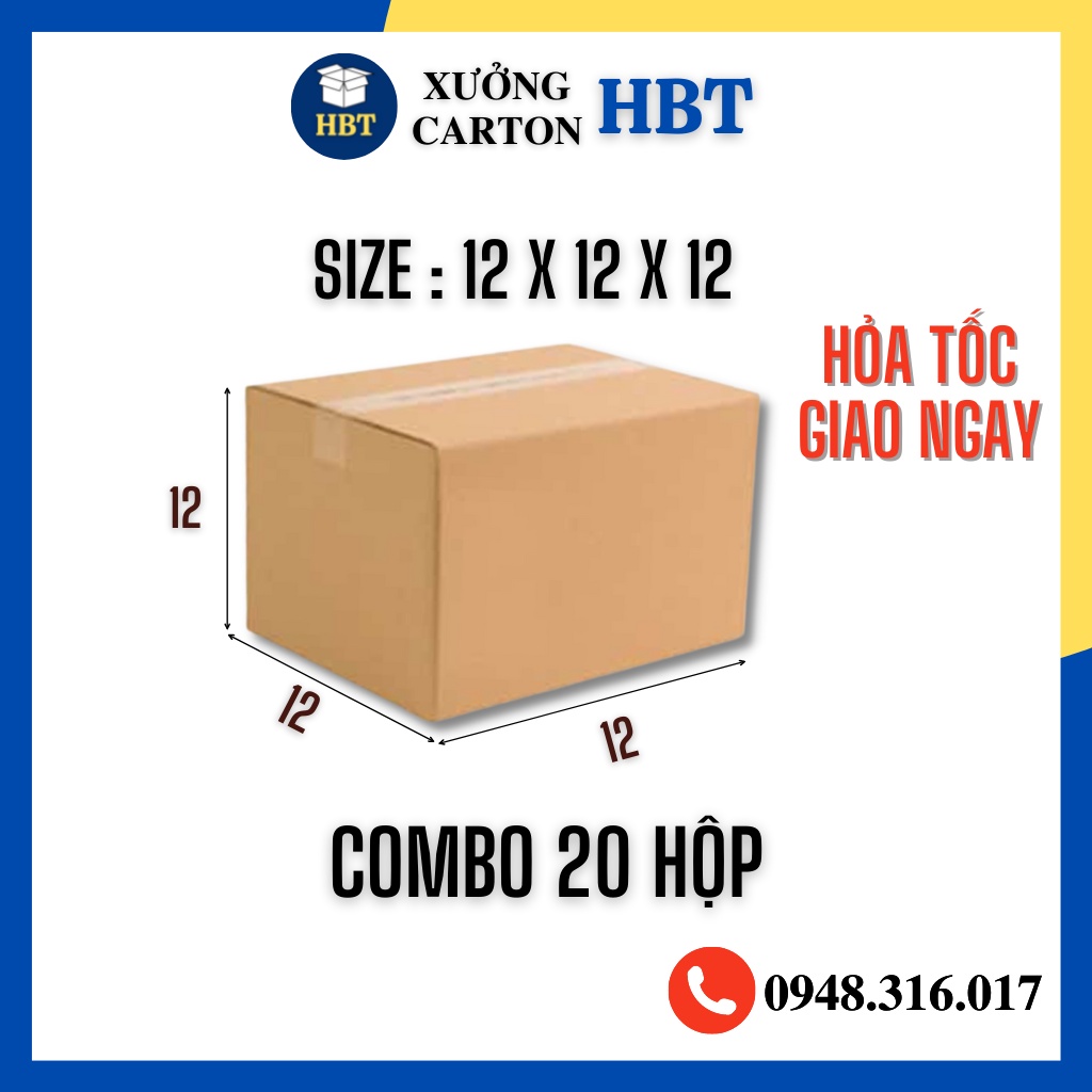 COMBO 20 Hộp Carton Giá Rẻ Đóng Hàng 12x12x12 Hai Bà Trưng Hà Nội