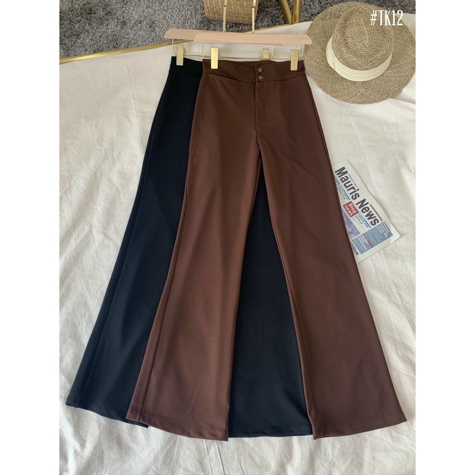 Quần tây ống loe nữ dáng dài, quần bas nữ thun co giãn 2 nút NPQUAN027