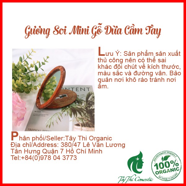 Gương Soi Mini Gỗ Dừa Cầm Tay