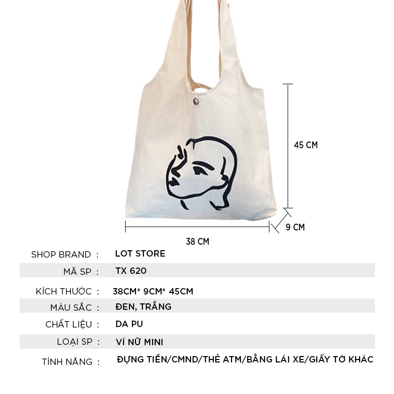 Túi vải tote đeo chéo nữ canvas đựng đồ thời trang LOT STORE TX006
