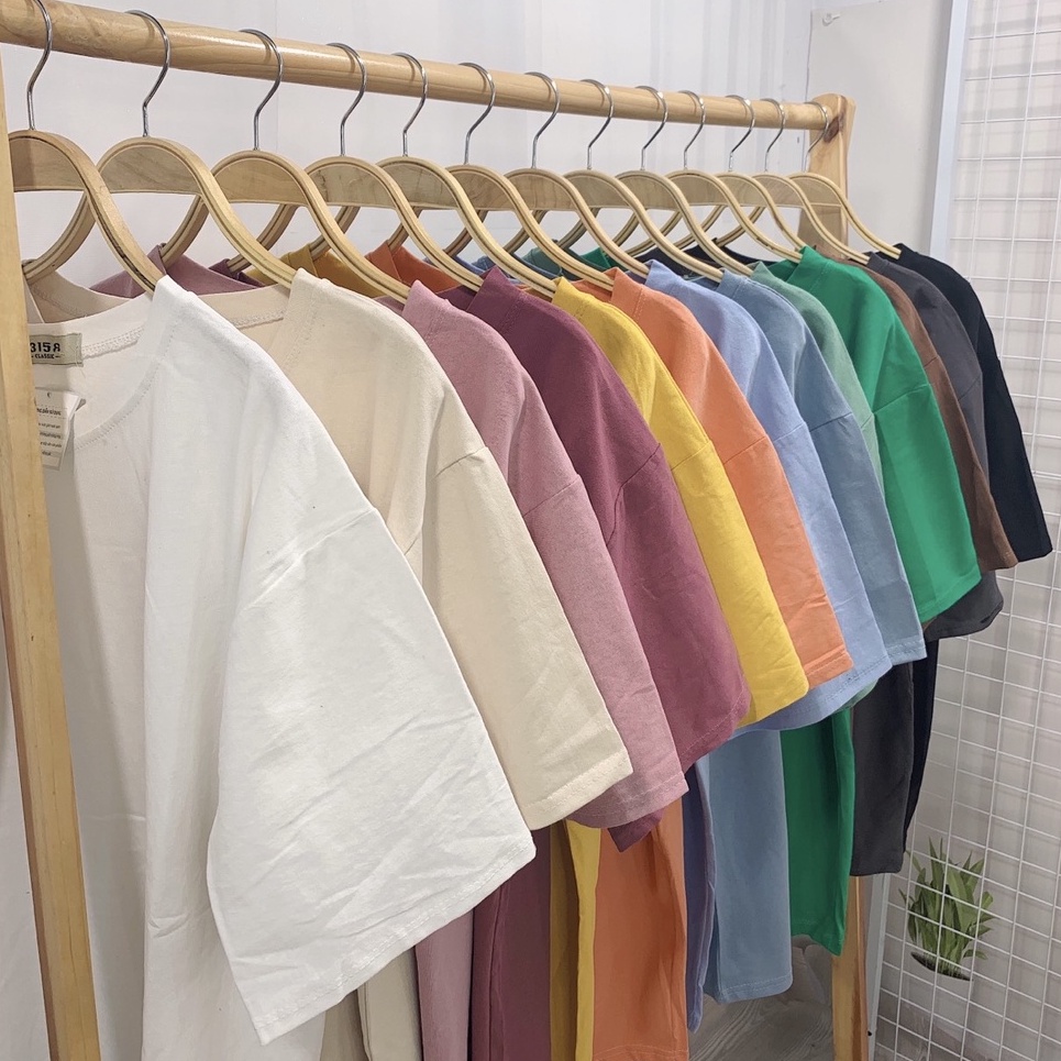 Áo thun nam nữ unisex cotton khô trơn tay lỡ cổ tròn cotton nhiều màu phom rộng oversize local brand Cheapy kèm ảnh thật