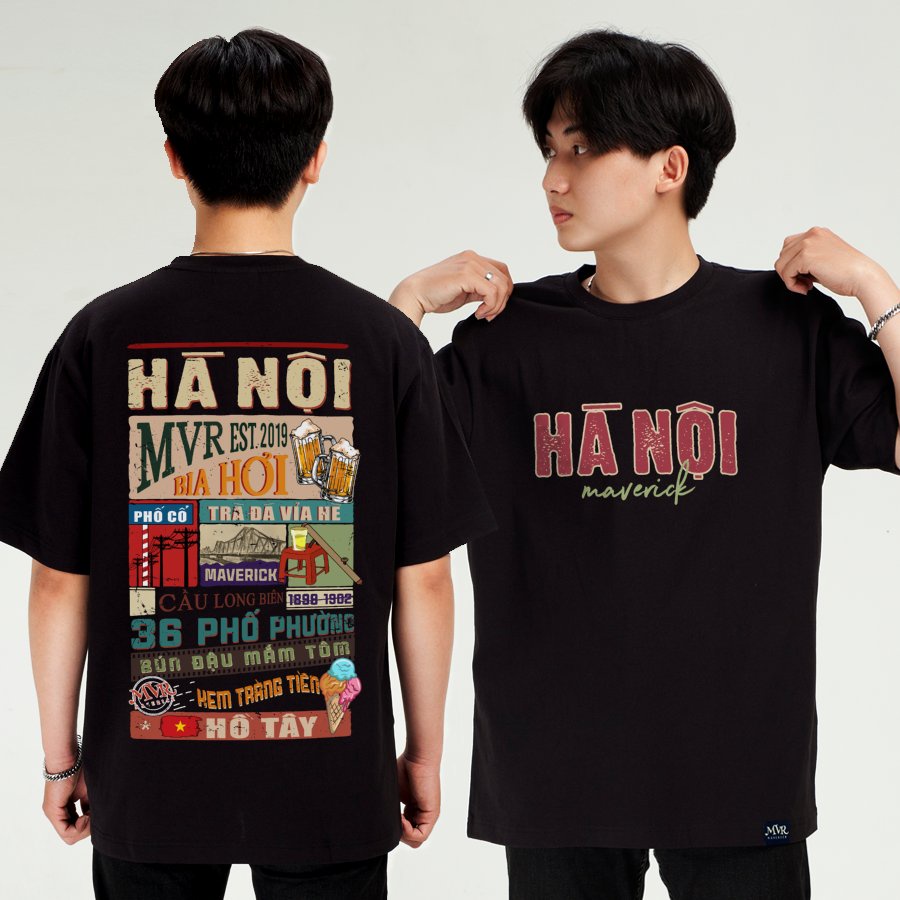 Áo thun Hà Nội - Unisex phông cotton ao cặp gia đình hainoi fact UNDER MVR BB8012